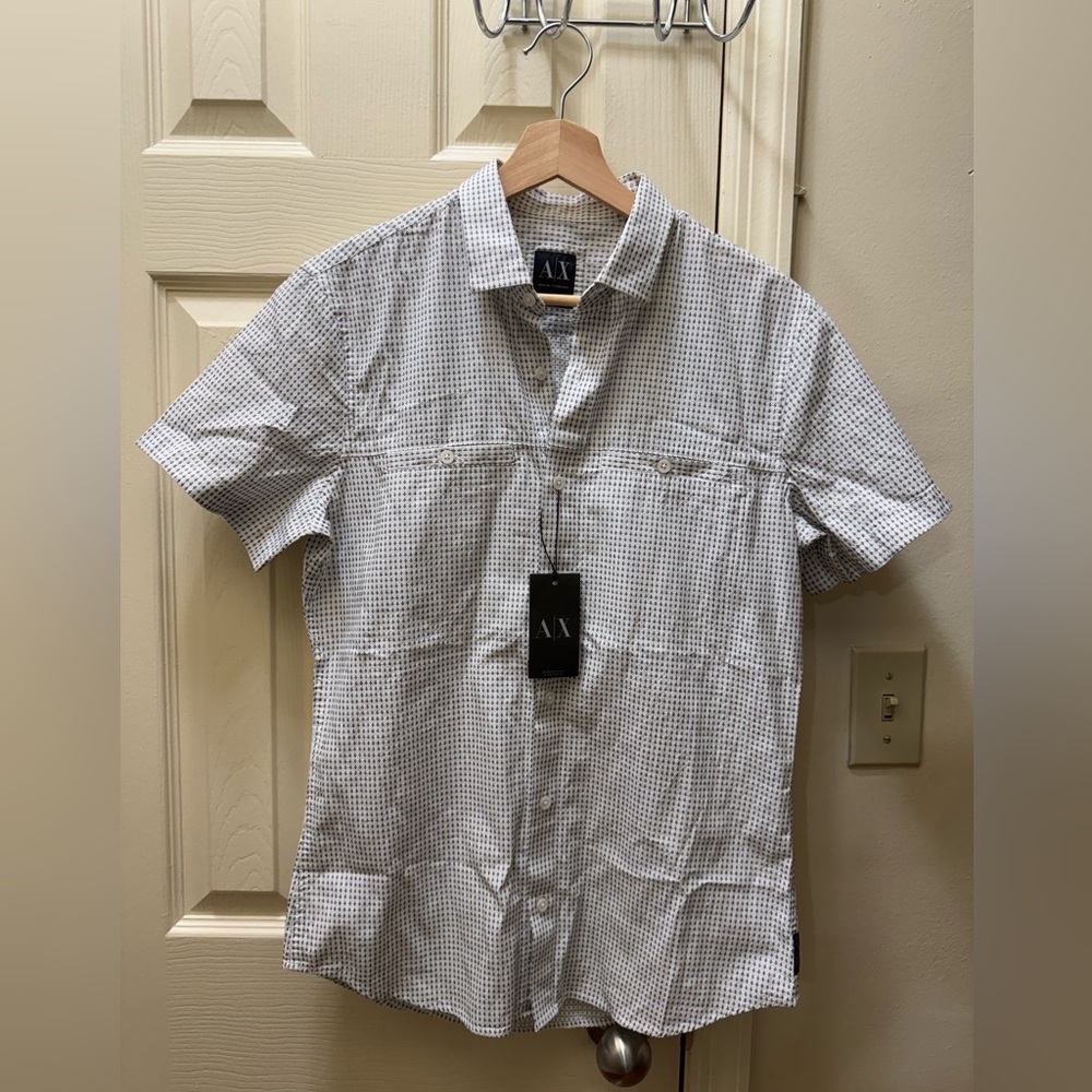 A/X Armani Exchange White Casual Button Down Shirt